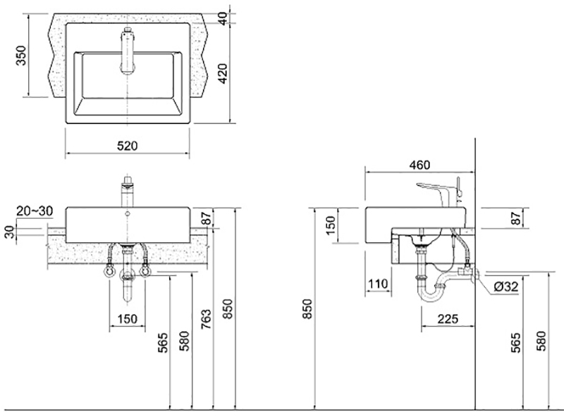 Gợi ý cách lựa chọn kích thước Lavabo theo tiêu chuẩn của phòng tắm 